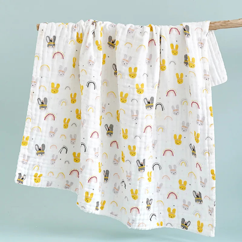 Size 110*110CM 1PC 6 Layers Muslin Cotton Fiber Muslin Baby Swaddles Soft Newborn Wrap Multifunction Infant Blankets Bath Towel