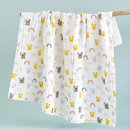 Size 110*110CM 1PC 6 Layers Muslin Cotton Fiber Muslin Baby Swaddles Soft Newborn Wrap Multifunction Infant Blankets Bath Towel