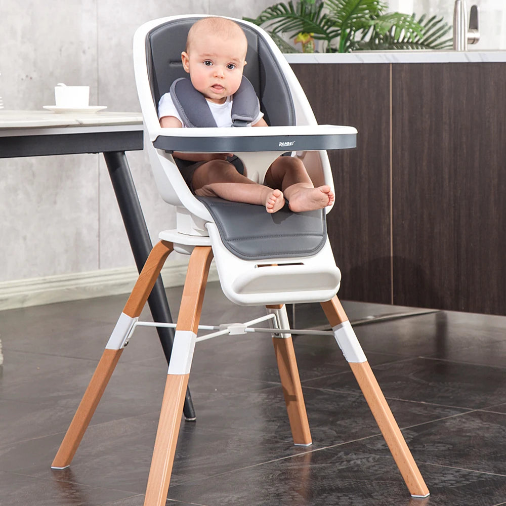 ASTM latest baby chair 360rotating high chair Detachable secure Wooden Baby Highchair