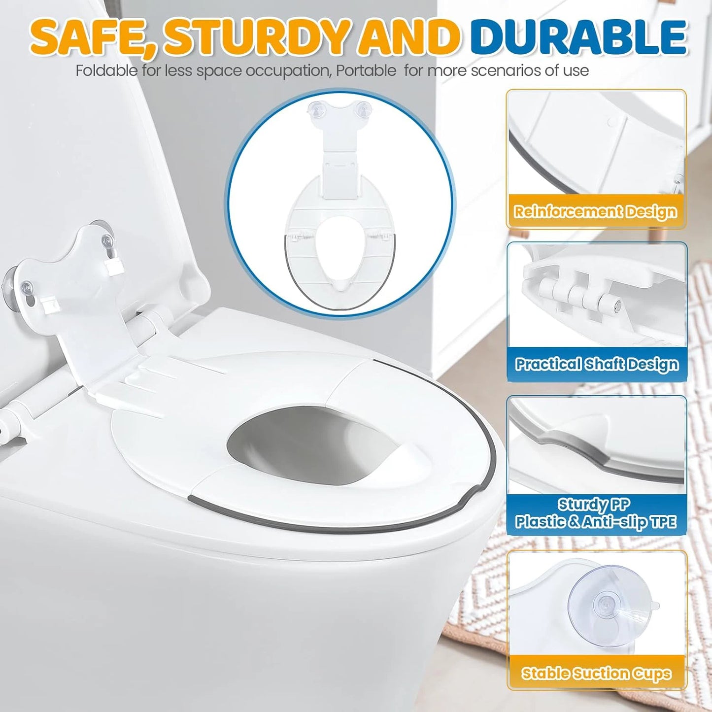 Foldable Toddler Toilet Seat – Portable with Urine Guard & Suction Cups