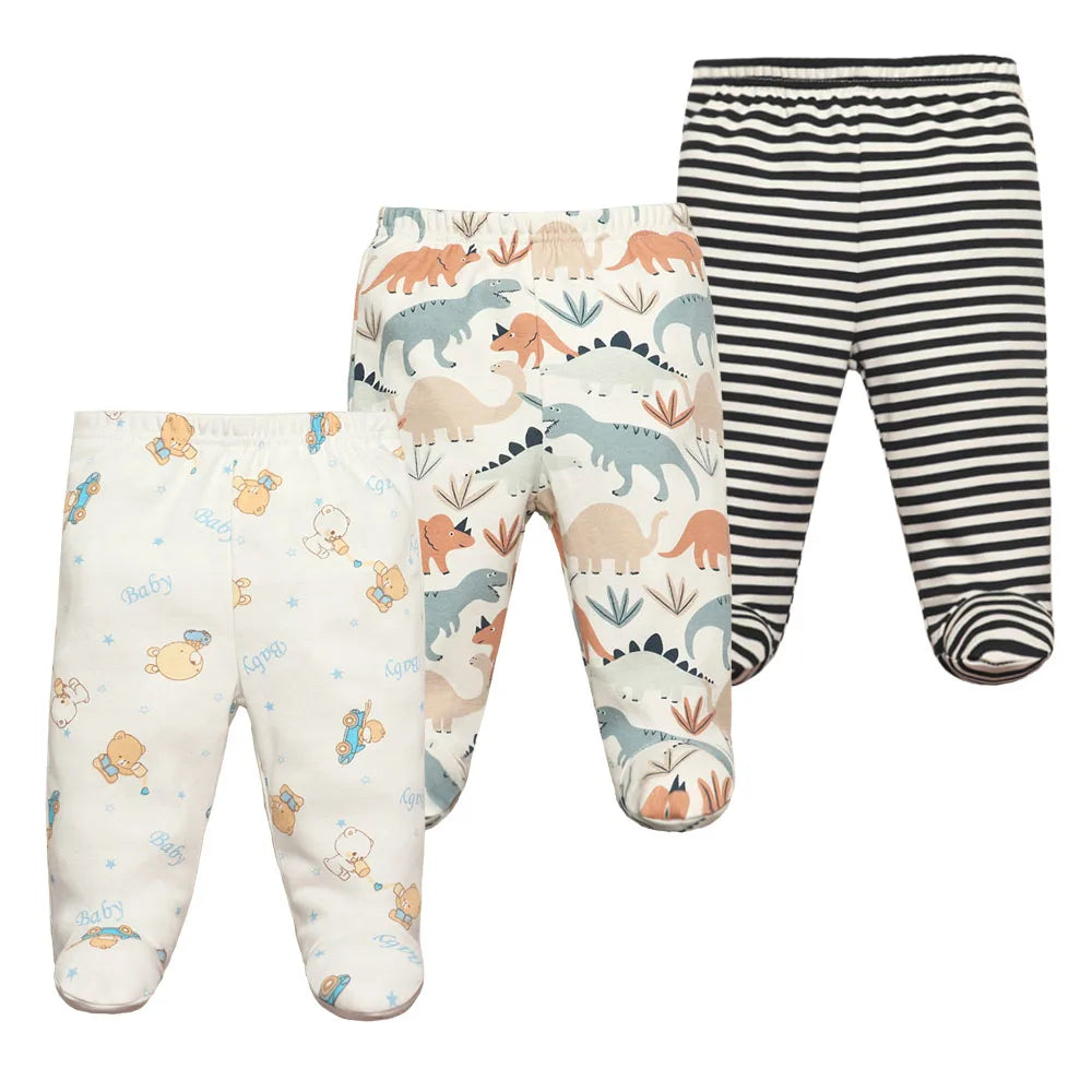 3Pcs/lot Infant Trousers Baby Boys Leggings Elastic Waist Cartoon Cotton Newborn Baby Girls Pants Spring Kids Clothing 0-12M