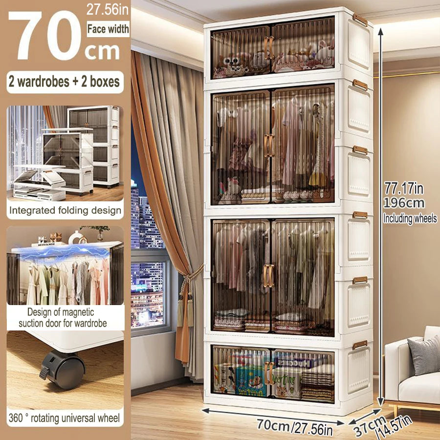 Multifunction Folding Storage Cabinet Dustproof Wardrobe Sundries Cabinet Closet Organizer Locker Storage Box