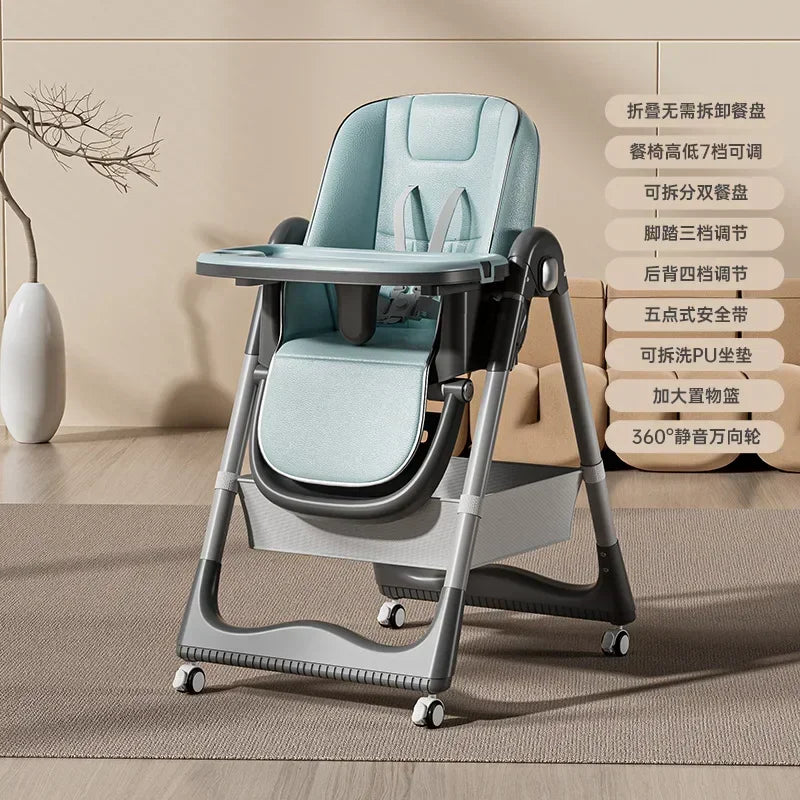 Household Baby Highchair Multifunctional Children's Dining Chair Baby Eating Foldable Seat