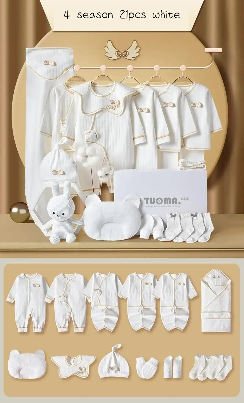 16/18/19/21/22pcs Newborn Clothes Set Angel Wing Baby Clothing Suit Pure Cotton 0-1Y Kids Unisex Infants Underwear Set No Box