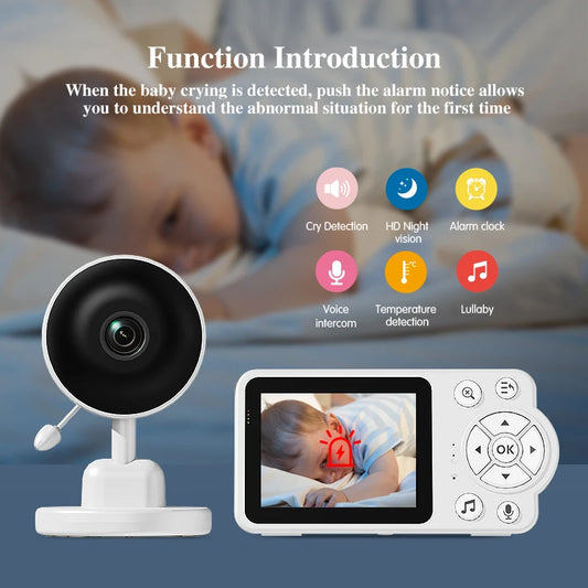 Babyphone sans fil Danmini 2,4 GHz – Vision nocturne et capteur de température