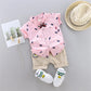 2PCS Baby Set Hot Summer All Over Crown Random Print Pattern Standing Neck Short Sleeve Shorts Set