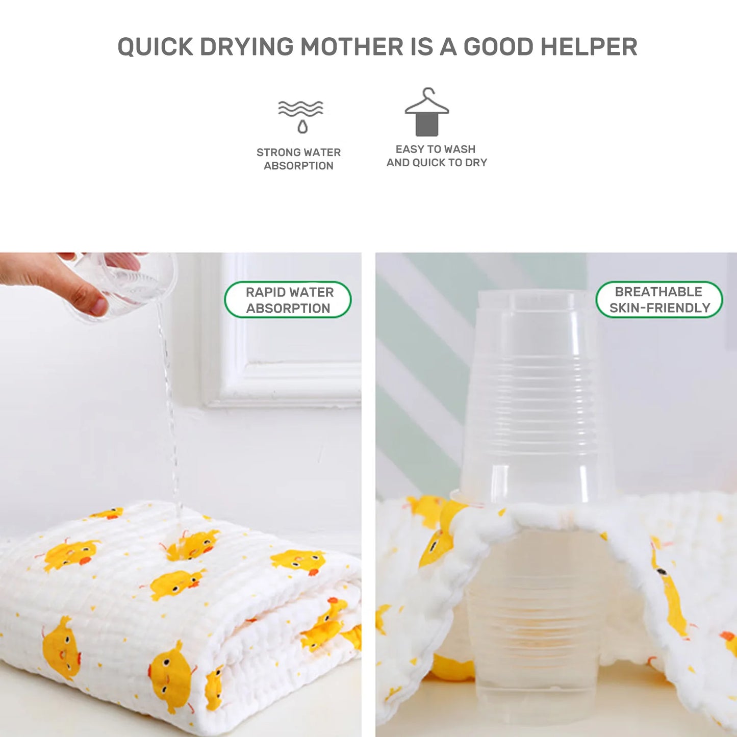 6-Layer Baby Gauze Bath Towel Newborn Baby Super Soft Pure Cotton Towel Cotton Swaddle Blanket for Children's Blanket 110*110cm