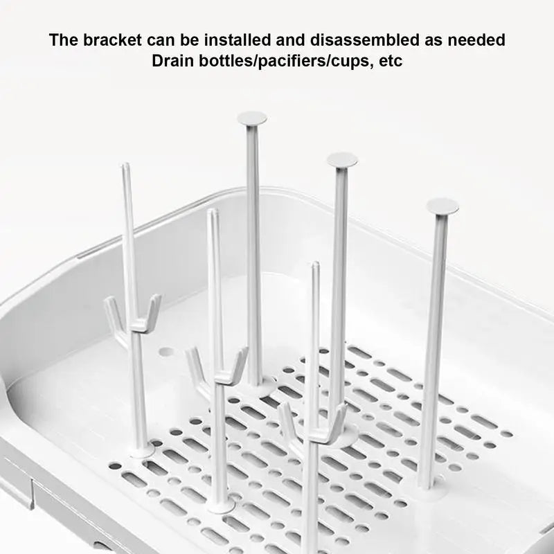 Baby Bottle Drying Rack with Removable Drip Tray Dustproof Bottle Storage Box with Lid Countertop Drying Rack for Toddler Bottle