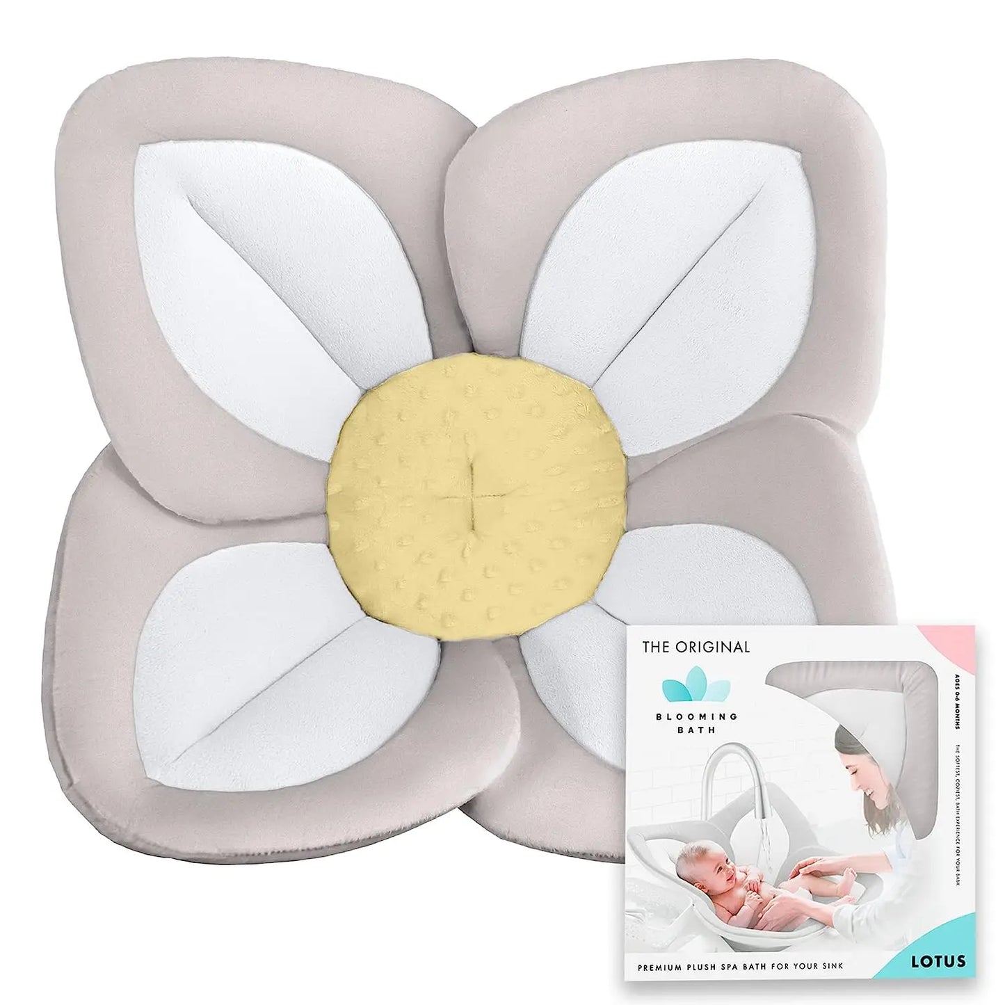 Blooming Bath Lotus Baby Bath Seat Plush Minky Baby Sink Bathtub Mat Cushion Safe Flower Seat for Newborns