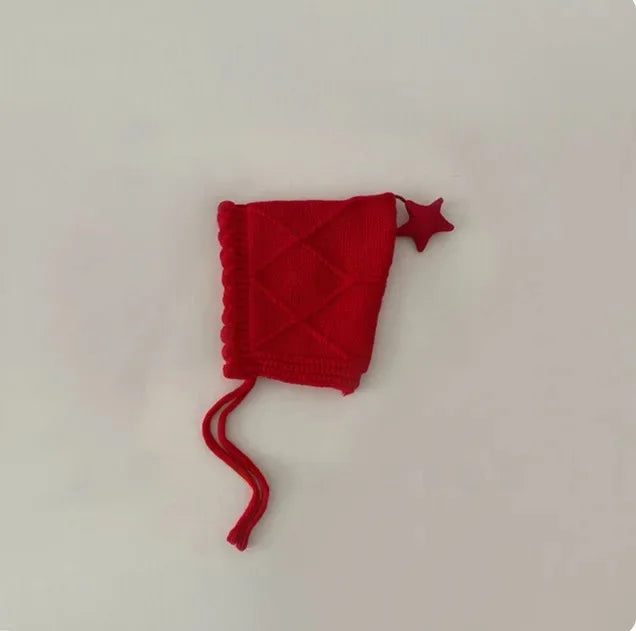New Year Baby Hat Red Knitted Winter Infant Cap