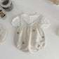 Summer Baby 2PCS Set – Flower Print Suspender Jumpsuit for Boys & Girls