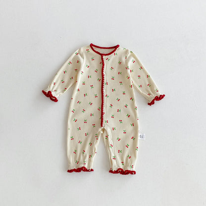 Cute Cherry Romper for Baby Girls