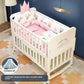 Luxury Solid Wood Baby Crib Multifunctional Convertible Bed with Bassinet Wheels Nest Bed  Wooden Convertible Baby Crib Movable