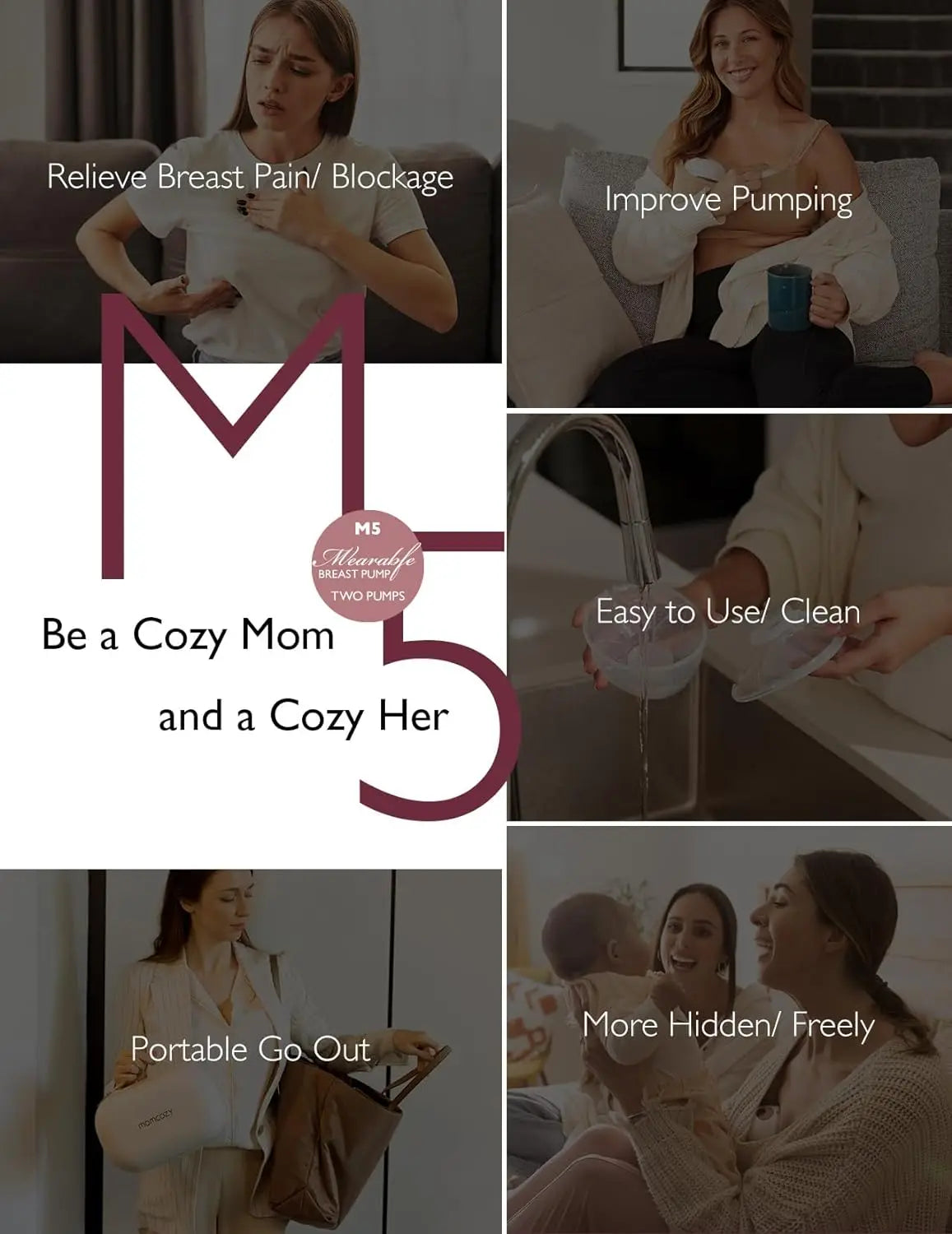 Momcozy Breast Pump Hands Free M5, Wearable Breast Pump