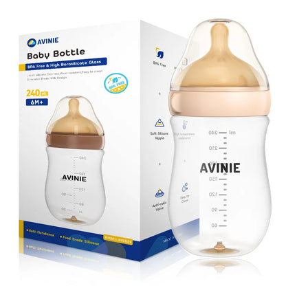 2025 New Baby Milk Bottles Anti-Drop Newborn Nursing Glass Bottles Anti-Flatulence Milk Feeding Bottles 160/240ml BPA Free