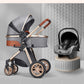 Poussette de luxe 3 en 1, poussette tout-terrain haute, bébé assis ou allongé