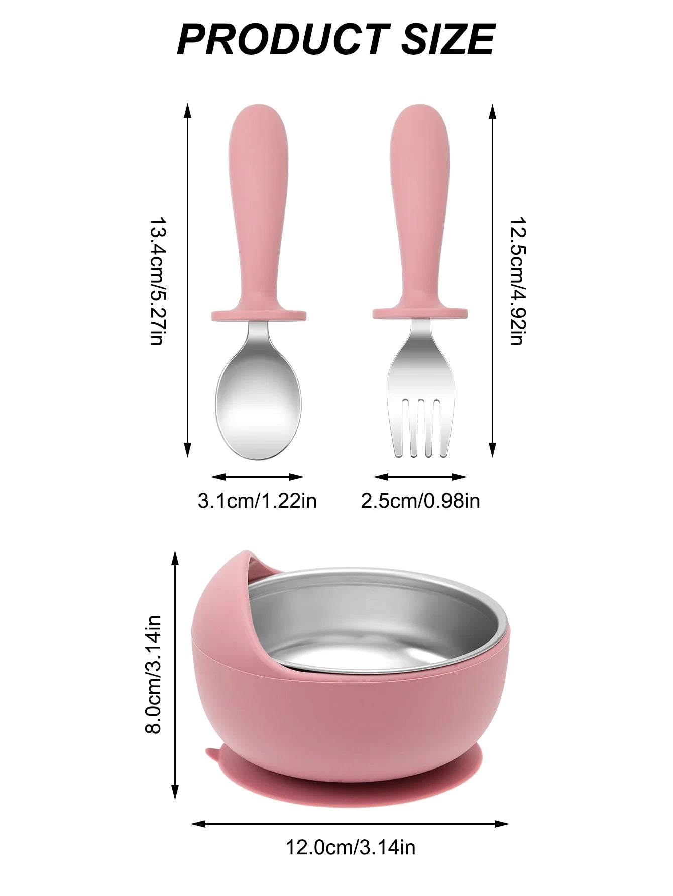 Toddler Feeding Set – 3PCS Bowl, Spoon & Fork for Weaning