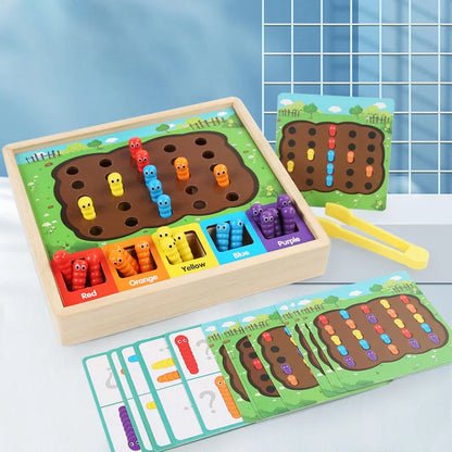 Clip Beads Color Cognition Bee Trap Game Montessori Wooden Toys for Early Education Bee House Fine Motor Training Teaching Aids