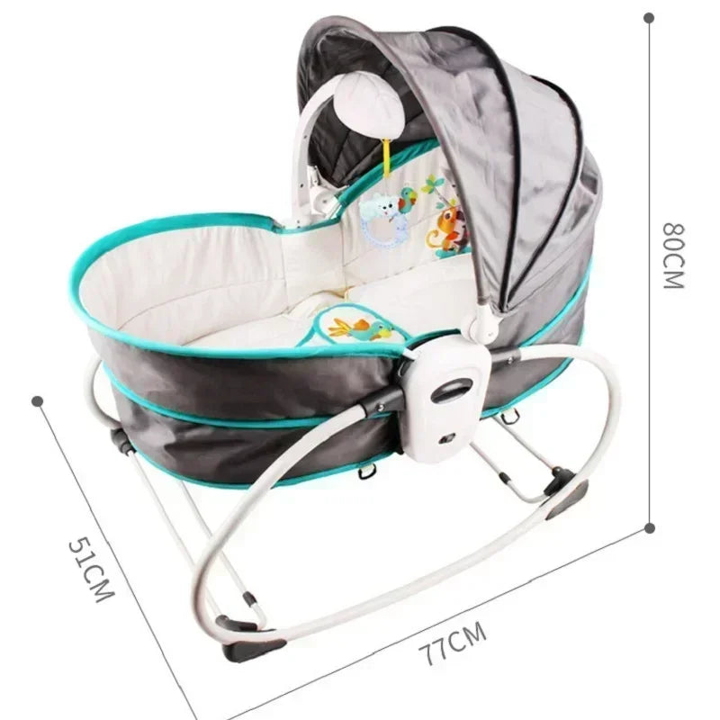 Baby Cradle Baby Rocking Chair for Newborns 0-3 Years Old Baby Soothing Bed Swing Bed 5 in 1 Music Vibrating Tent Rocking Bed