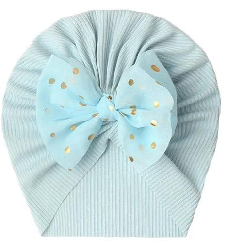 Cute Bow Baby Turban Hat Soft Elastic Beanie for Newborn Girls Summer