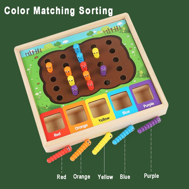 Worm Catch Game Toddler Montessori Colour Matching Sorting Sensory Education Toy Fine Motor Training Parish Novelty Toy for Baby