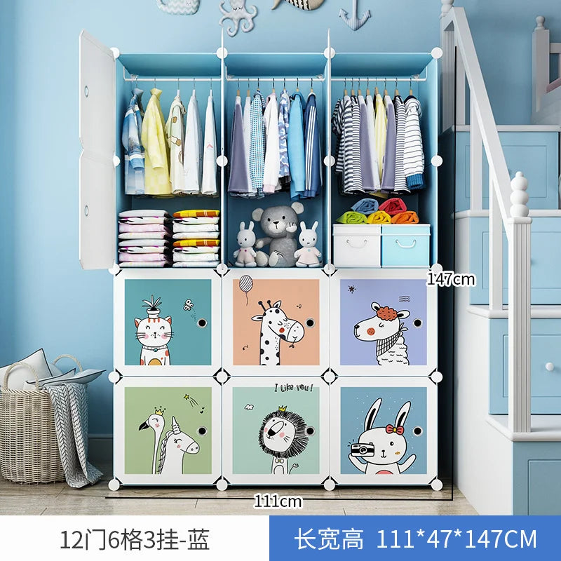 Plastic Kids Closet Baby Clothes Partitions Bedroom Organizer Cube Shelves Wardrobe Modern Small Guarda Roupa Home Furniture