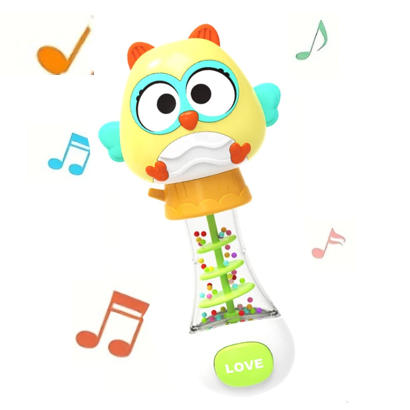 Cute Handheld Interactive Rattle Early Learning Toy for Infants, Enhances Grip & Motor Skills, Promotes Visual with Music Toy