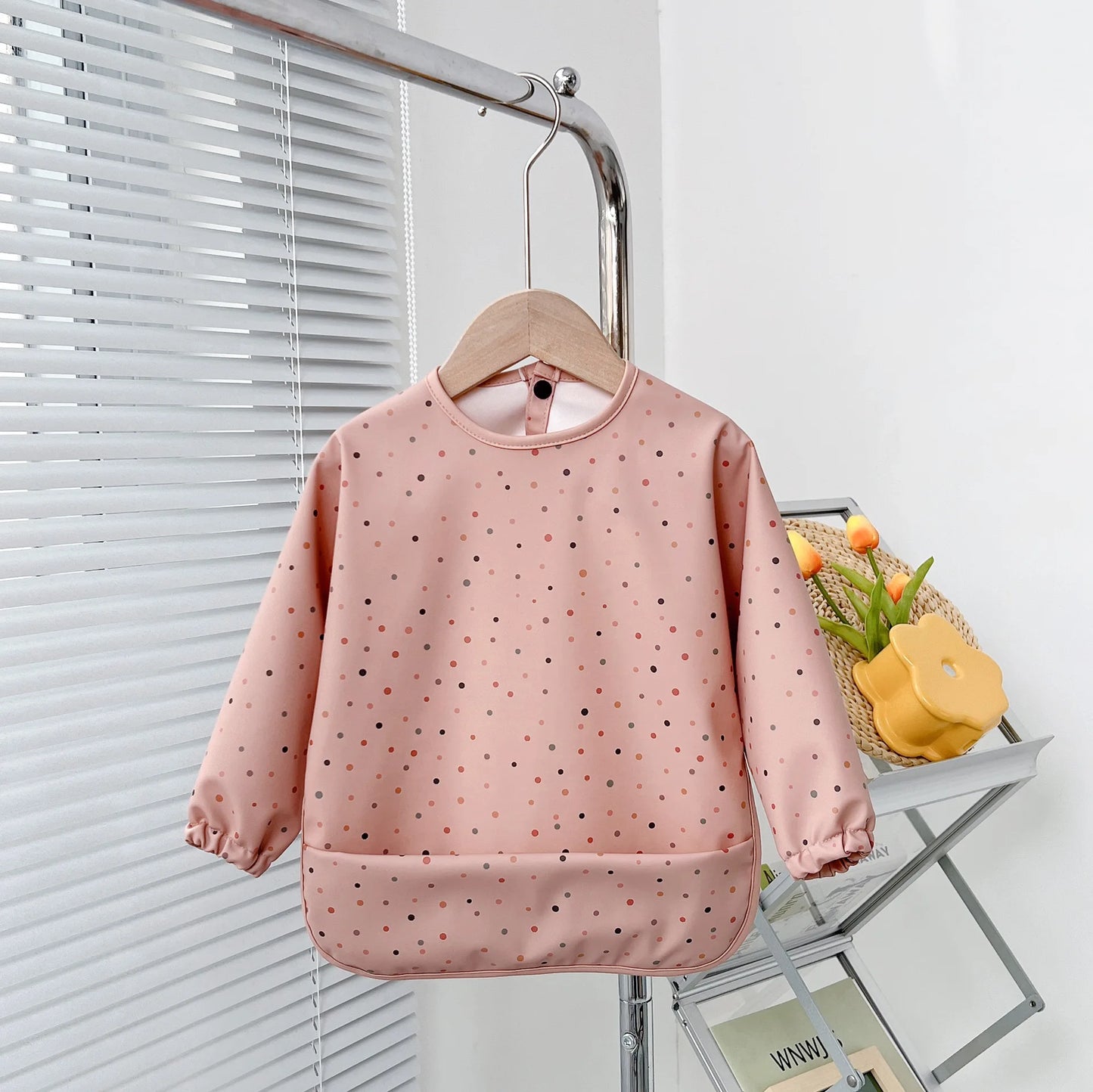 2025New Solid Color Painting Smock Baby's Soft Waterproof Long Sleeve Art Smock Feeding Bib Apron for Kids Accessories