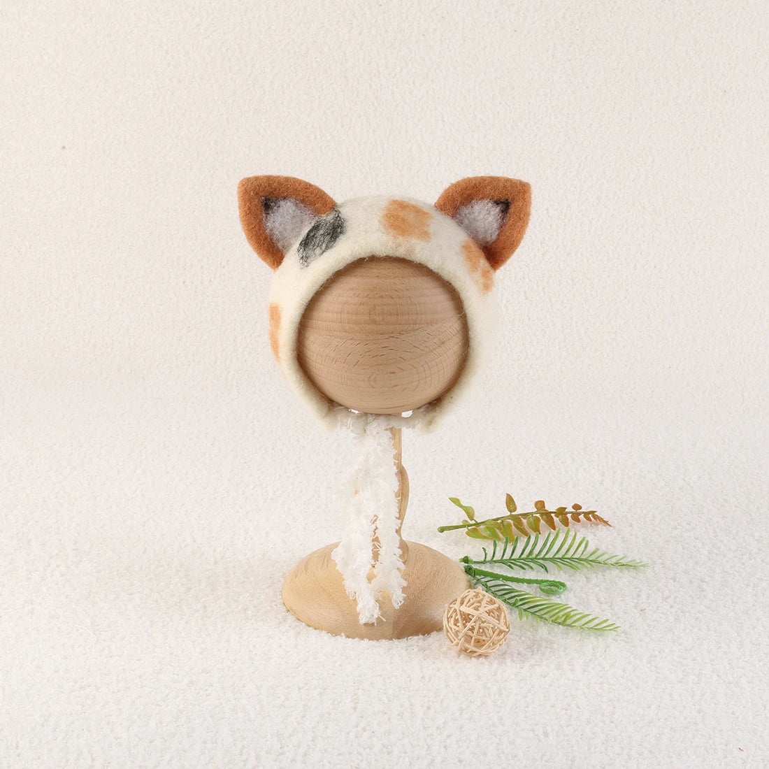 Cute Fox Flower Bonnet Newborn Wool Felt Photo Prop