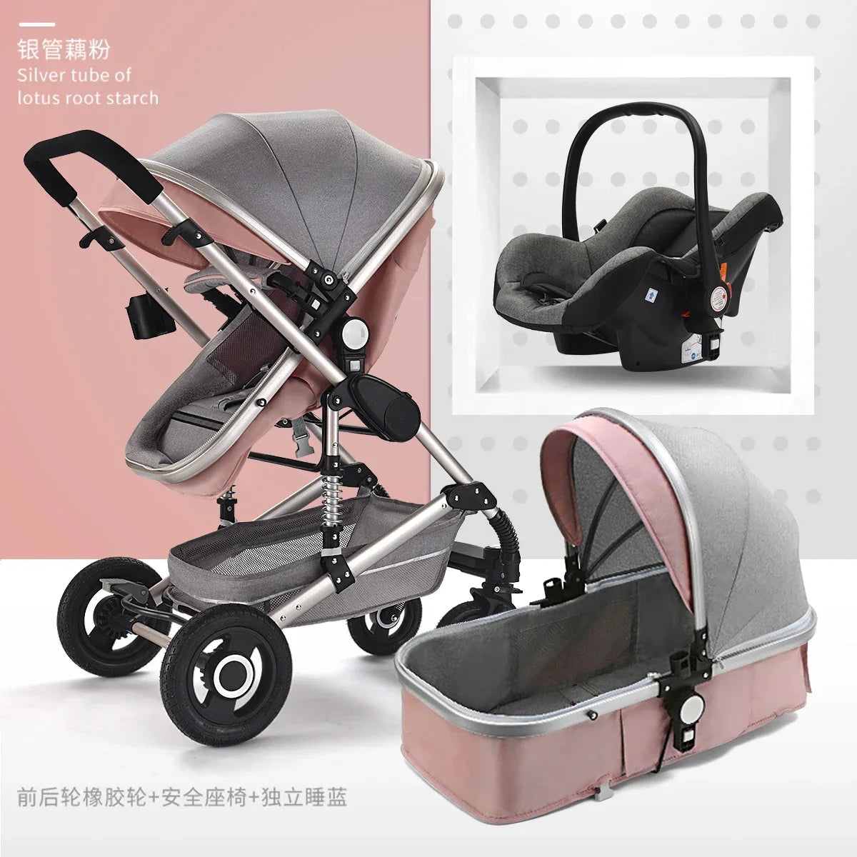 3 in 1 baby stroller Luxury High Landscape baby pram portable baby pushchair multifunctional Newborn Carriage double faced