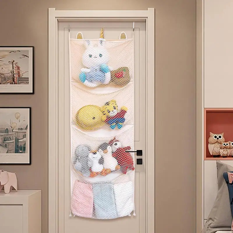1 pcs Storage Hanging Bag Over Door Organizer For Stuffies Baby Toys Storage Animal Toy Plush/Hammock Hanging Storage Net Bag