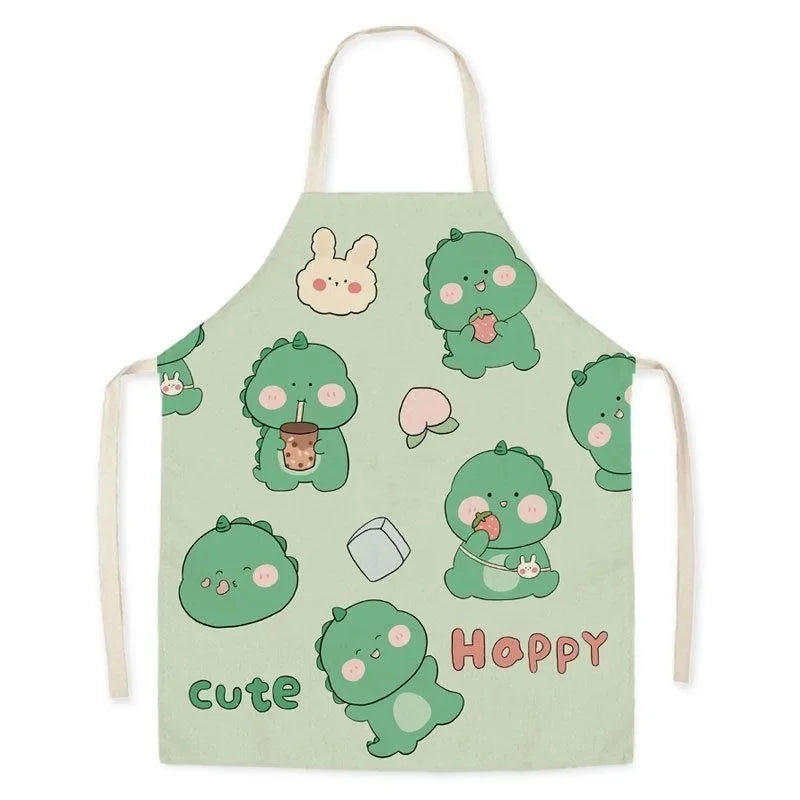 Cute little dinosaur bear rabbit pattern apron home linen children's cleaning apron kitchen cooking baking bib