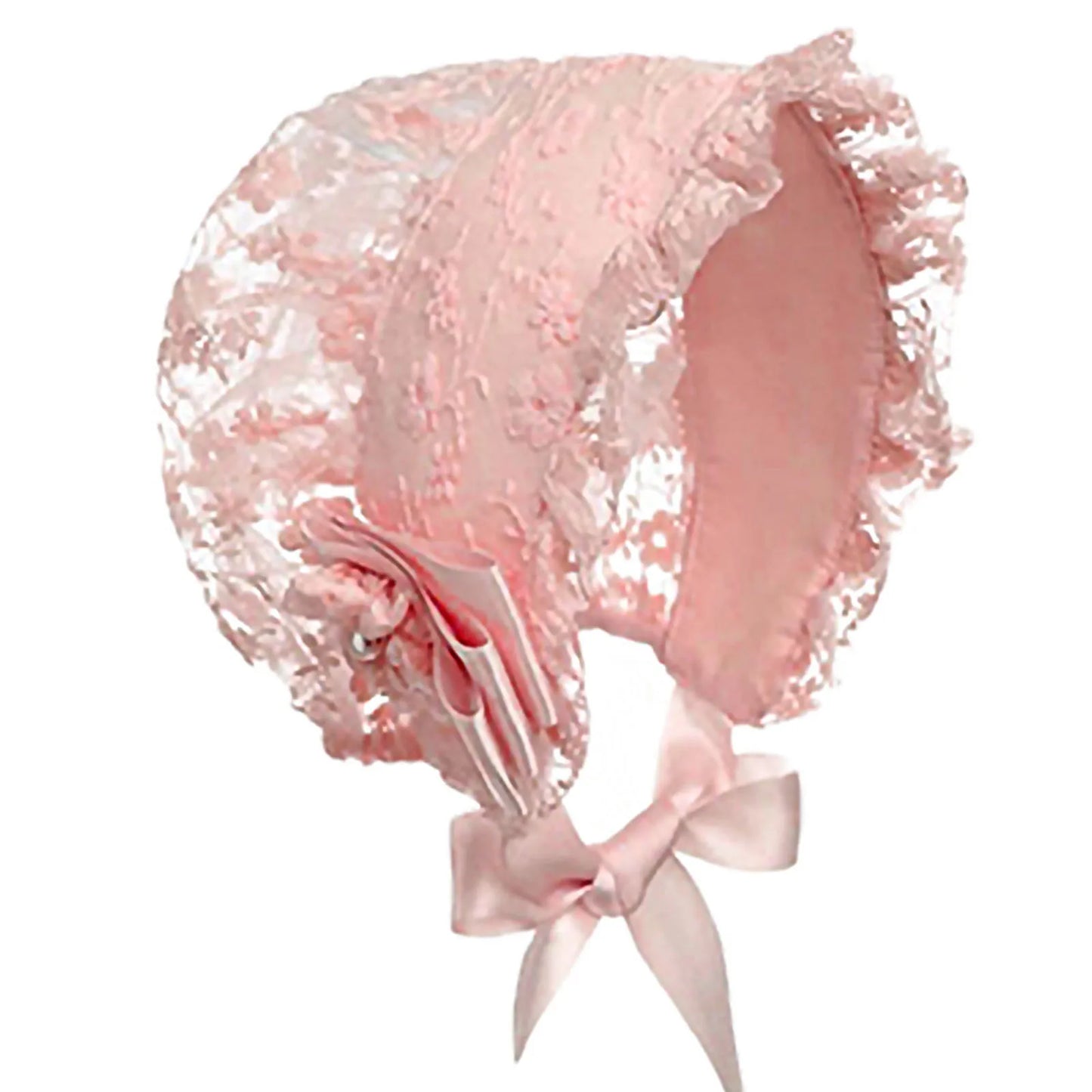 Embroidered Lace Ruffle Cap for Newborn Baby Photography
