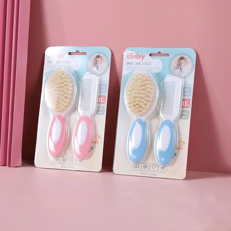 2pcs/Set Baby Hair Brush and Comb Set for Cradle Cap Treatment | Soft Bristle Baby Brush, Baby Comb, Massage Baby Care Set