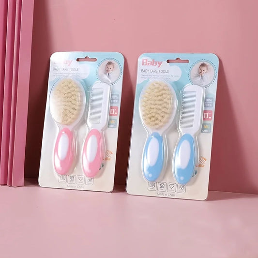 2pcs/Set Baby Hair Brush and Comb Set for Cradle Cap Treatment | Soft Bristle Baby Brush, Baby Comb, Massage Baby Care Set