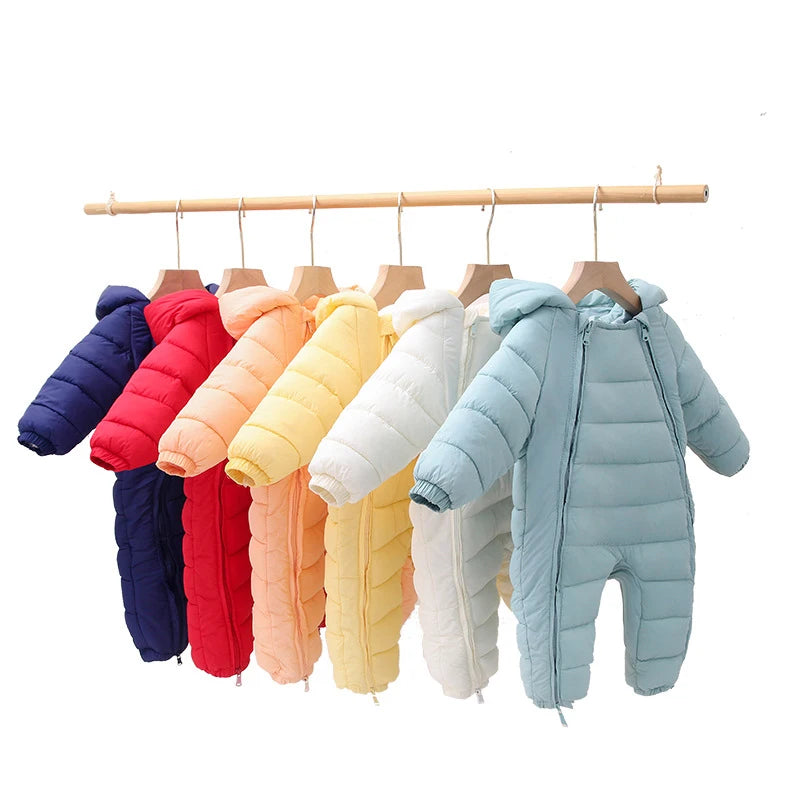 OLEKID Autumn Winter Newborn Baby Romper Hooded Plus Velvet Toddler Boy Jumpsuit New born Snowsuit Infant Baby Girl Overalls