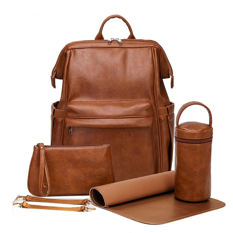 Infant & Baby PU Leather Diaper Bag – Nursing & Travel Friendly