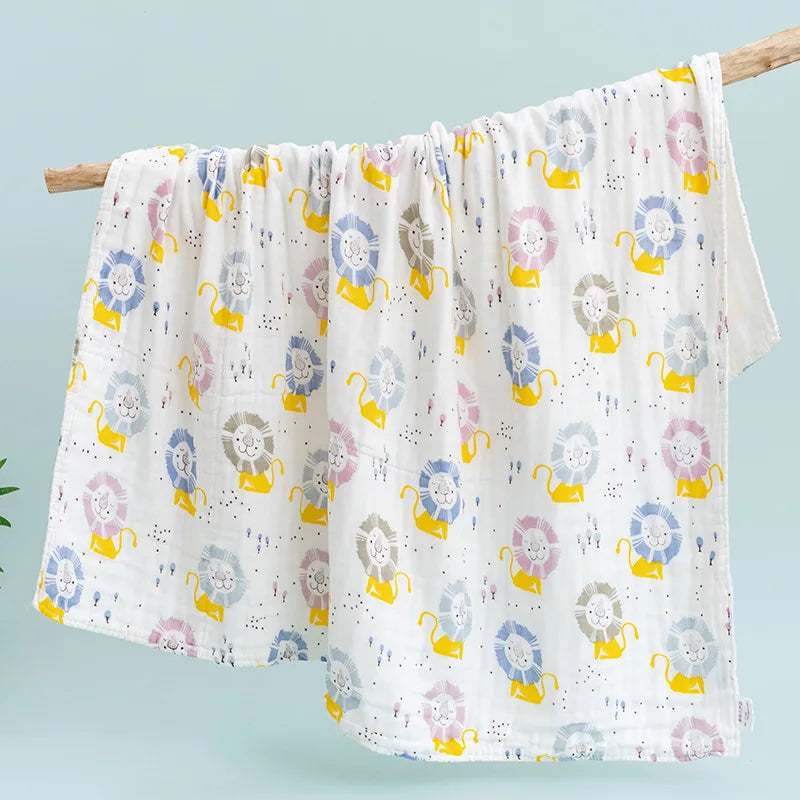 Size 110*110CM 1PC 6 Layers Muslin Cotton Fiber Muslin Baby Swaddles Soft Newborn Wrap Multifunction Infant Blankets Bath Towel