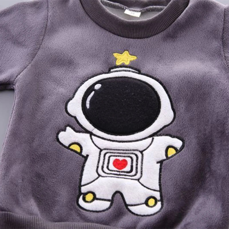 Baby Boys 3PCS Autumn/Winter Set – Fleece Astronaut Vest, Coat & Pants