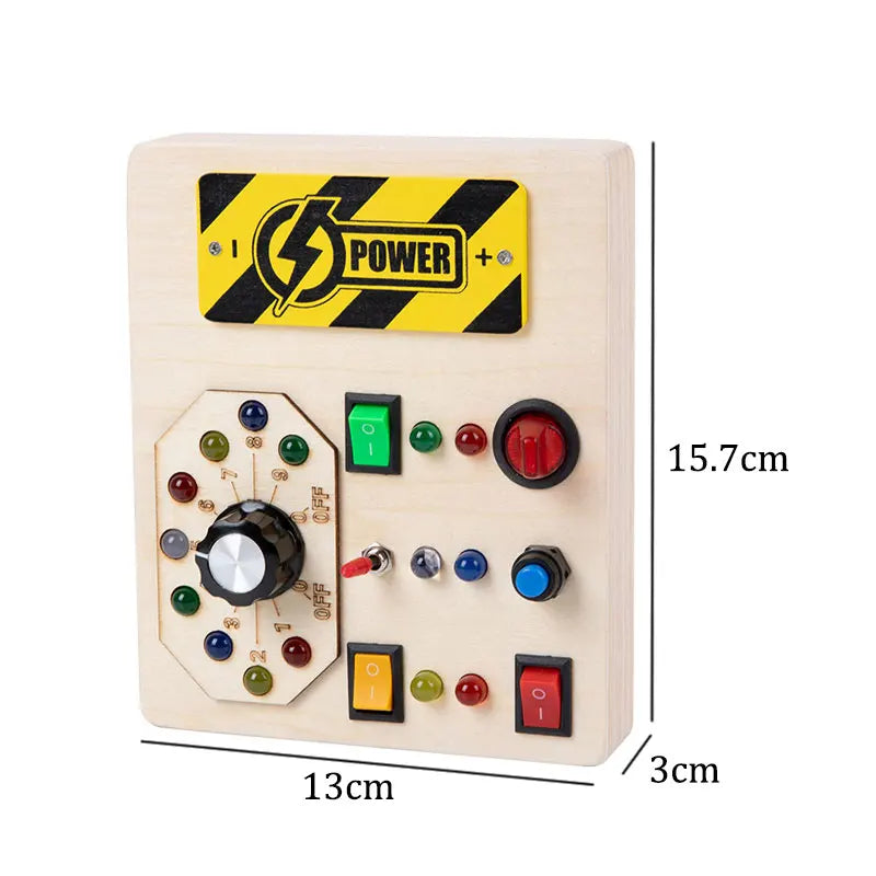 Montessori Busy Board Sensory Toys Wooden With LED Light Switch Control Board Travel Activities Children Games For 2-4 Years Old