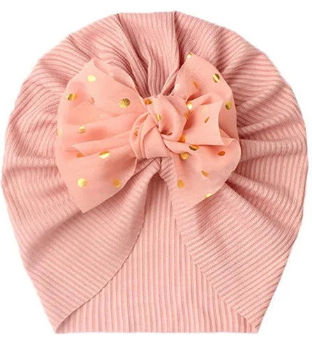 Cute Bow Baby Turban Hat Soft Elastic Beanie for Newborn Girls Summer