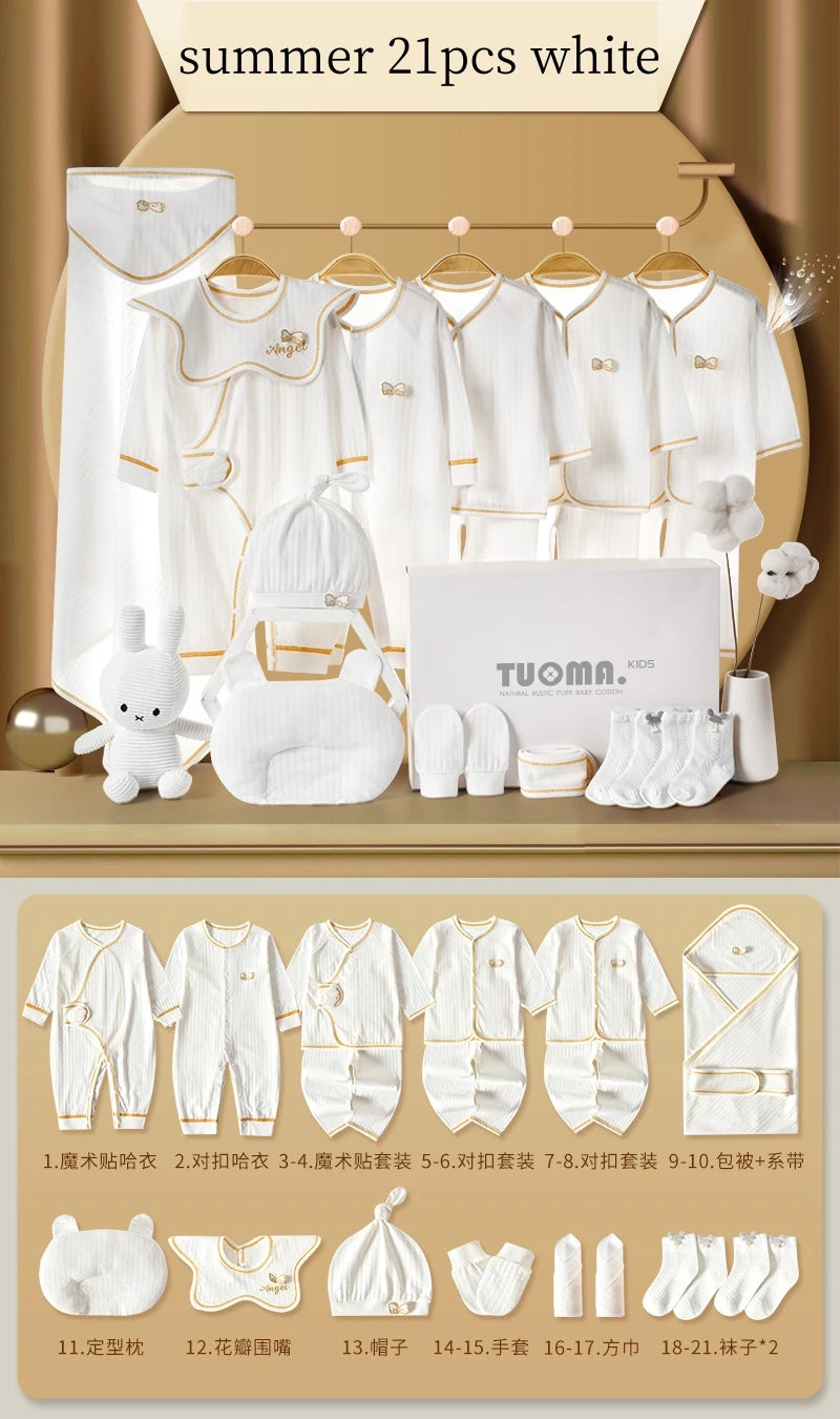 16/18/19/21/22pcs Newborn Clothes Set Angel Wing Baby Clothing Suit Pure Cotton 0-1Y Kids Unisex Infants Underwear Set No Box
