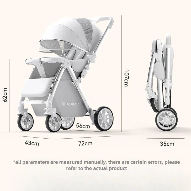 2-in-1 Reversible Lightweight Stroller with Convertible High-view Seat and Foldable Compact Design for Newborns and Toddlers