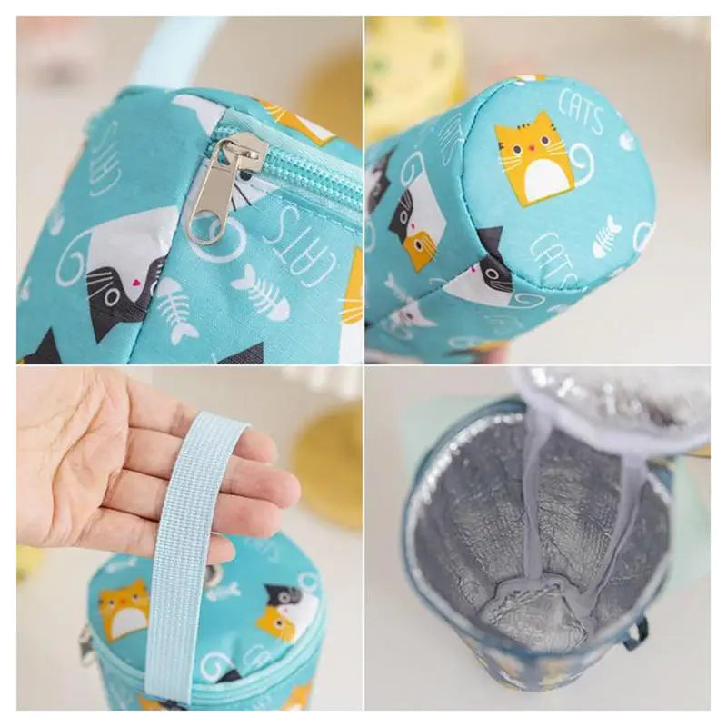 Baby Milk Bottle Insulation Bags Cartoon Portable Waterproof Feeding Bottle Thermal Bag Milk Warmer Cooler Stroller Hang Bags