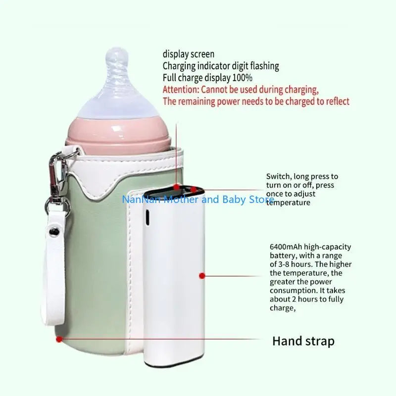 Portable USB Bottle Warmer Wireless Bottle Heating Bag Rechargeable Battery