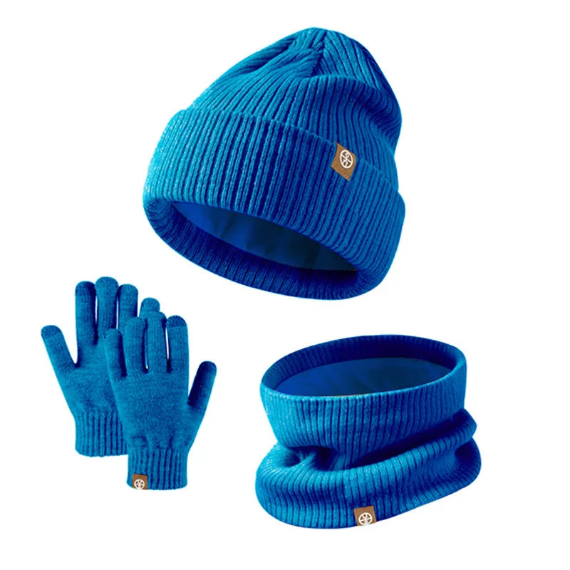Autumn Winter 2-8Y Children's Knit Gloves Hat Scarf 3 Pieces Sets Outdoor Windproof Warm Kids Hats and Caps Muffler for Boy Girl