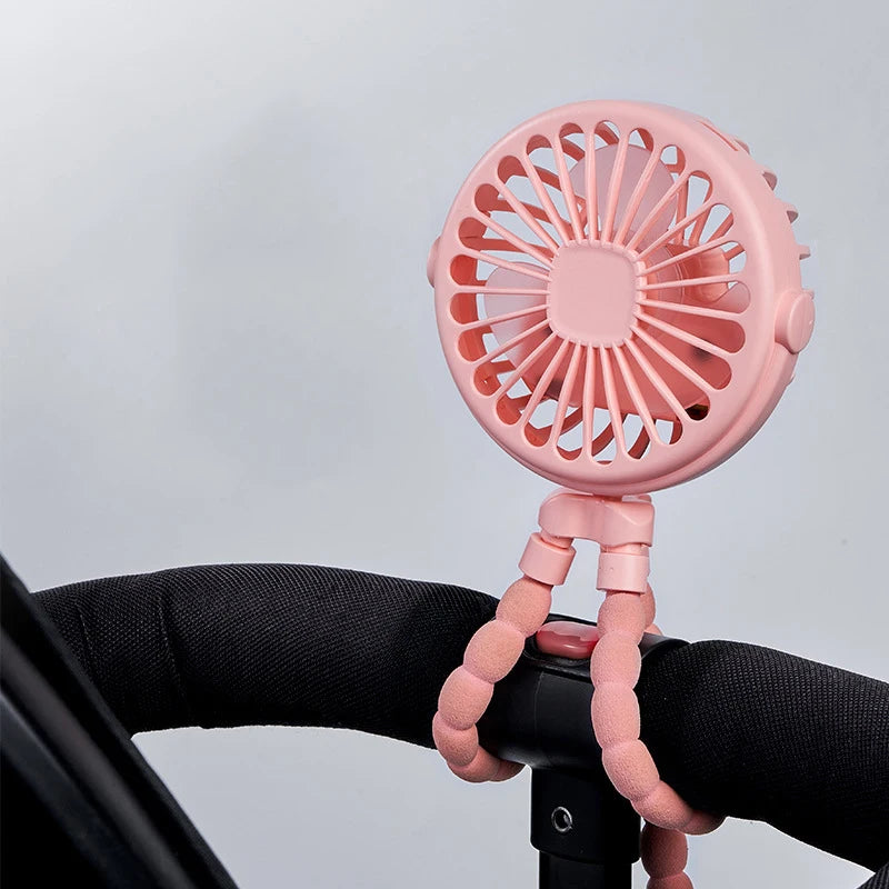 Baby Stroller Fan Mini Portable Outdoor Fan USB 3 Speed Flexible Octopus Fan Tripod Clip on Handheld Fan for Stroller Crib