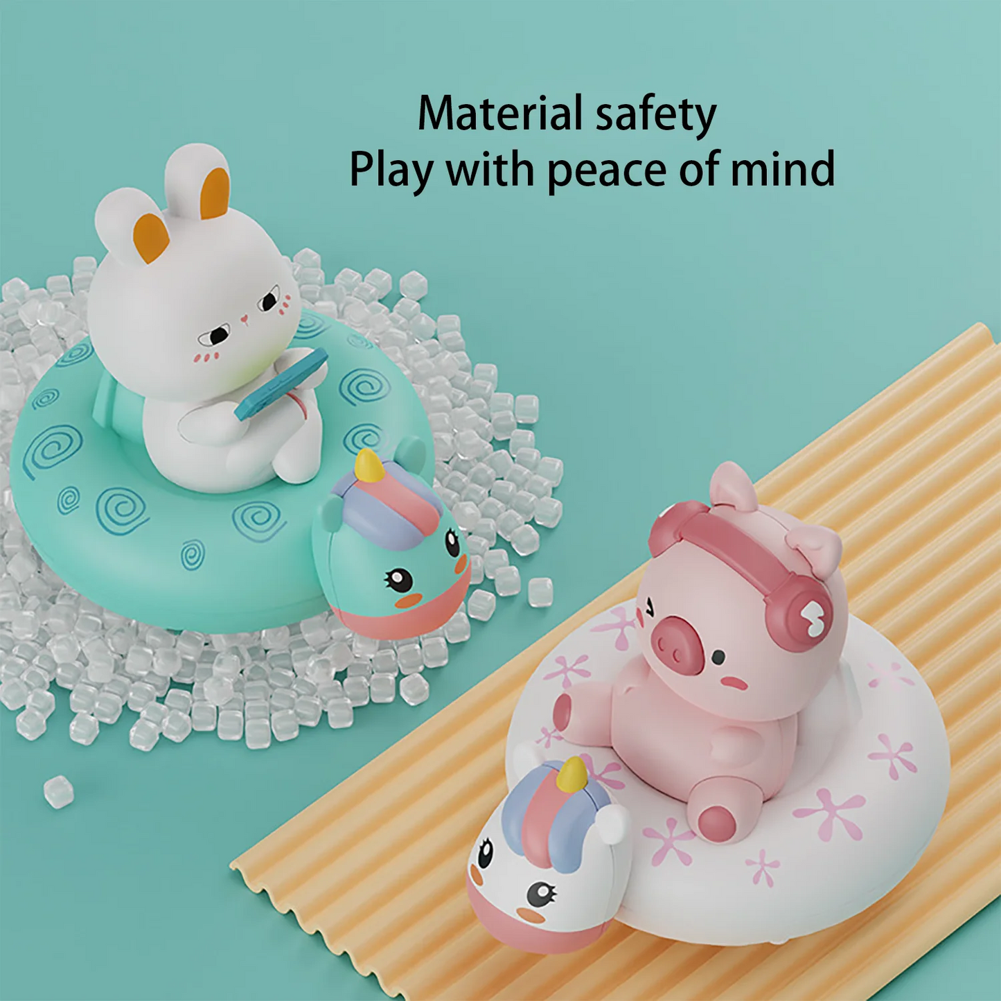 Toddler Bath Toy – Rabbit & Pig Rowing Water Play Set