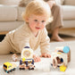 Wooden Astronaut Space Toys Set Baby Montessori Rocket Knowledge Puzzle Toys Early Shape Perception Building Block Stacking Game