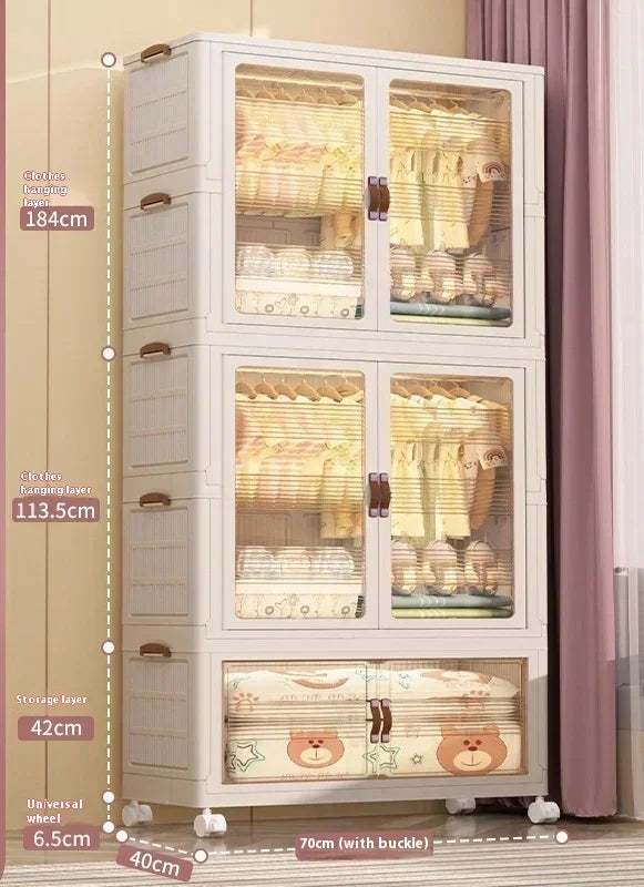 Baby’s Bedroom Closets Wardrobe Clothes Folding Bins Transparent Visual Cabinets Stable Load-bearing Clothes Organizer Rack